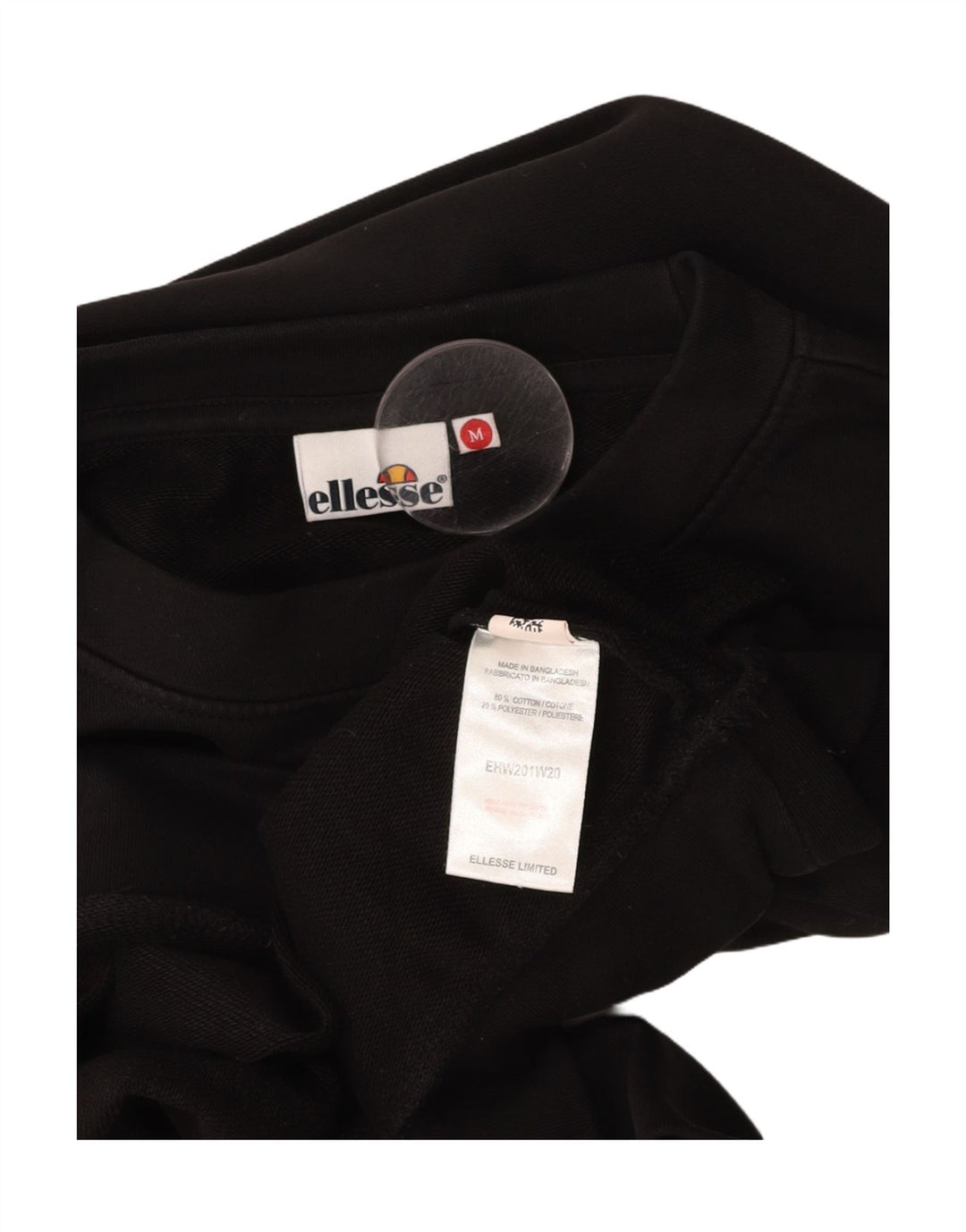 ELLESSE Womens Oversized Crop Graphic Sweatshirt Jumper UK 14 Medium Black