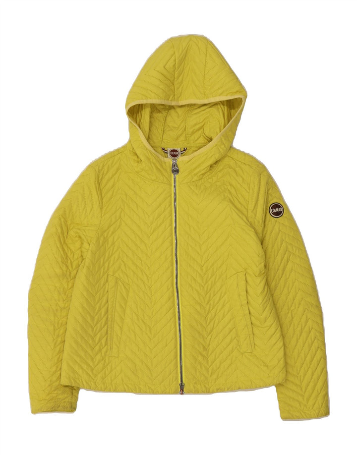 COLMAR Womens Hooded Padded Jacket IT 42 Small Yellow Polyester Vintage Colmar and Second-Hand Colmar from Messina Hembry 