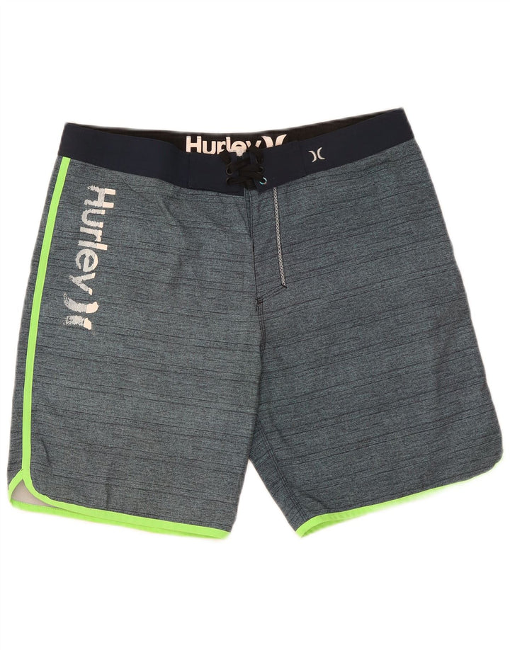 Hurley Herre grafiske svømmeshorts store blå stribede polyester