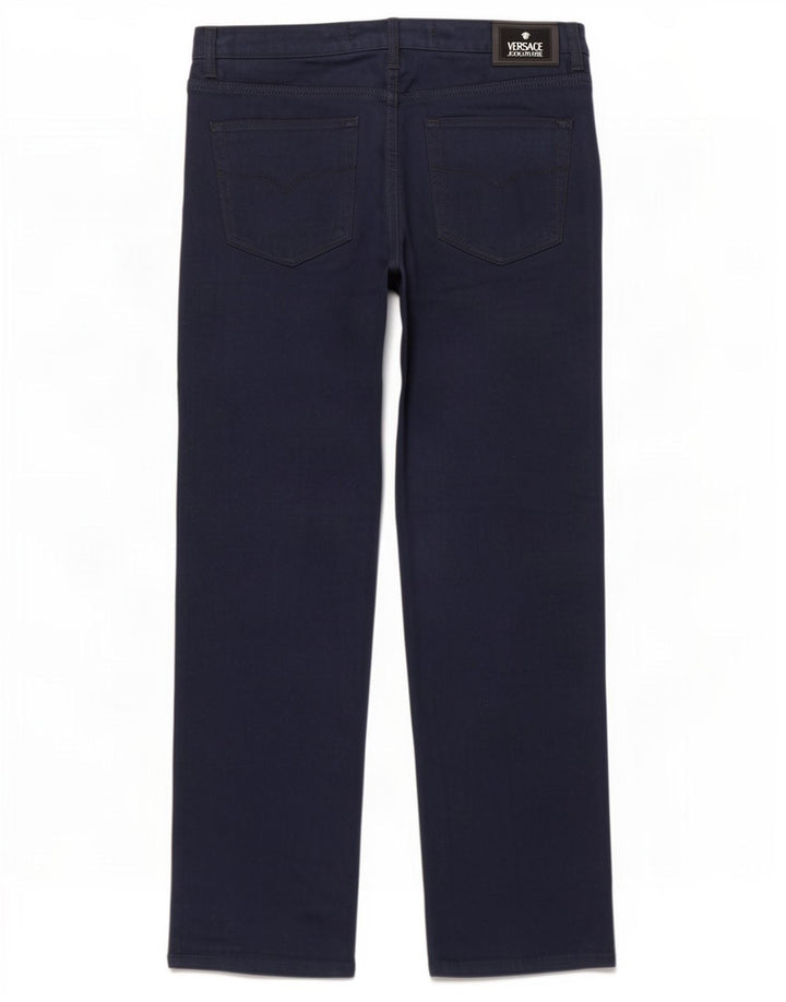 Versace Straight Casual Bukser til mænd W34 L32 Marineblå polyester
