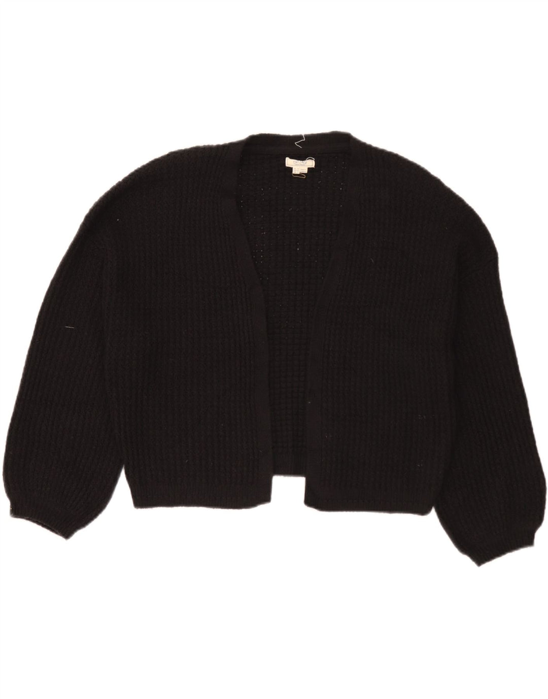 Fat Face Dame Oversized Crop Open Cardigan Sweater UK 14 Large Black