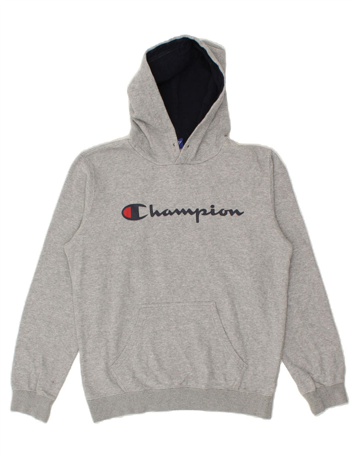 CHAMPION Mens Graphic Hoodie Jumper Small Grey Cotton Vintage Champion and Second-Hand Champion from Messina Hembry 