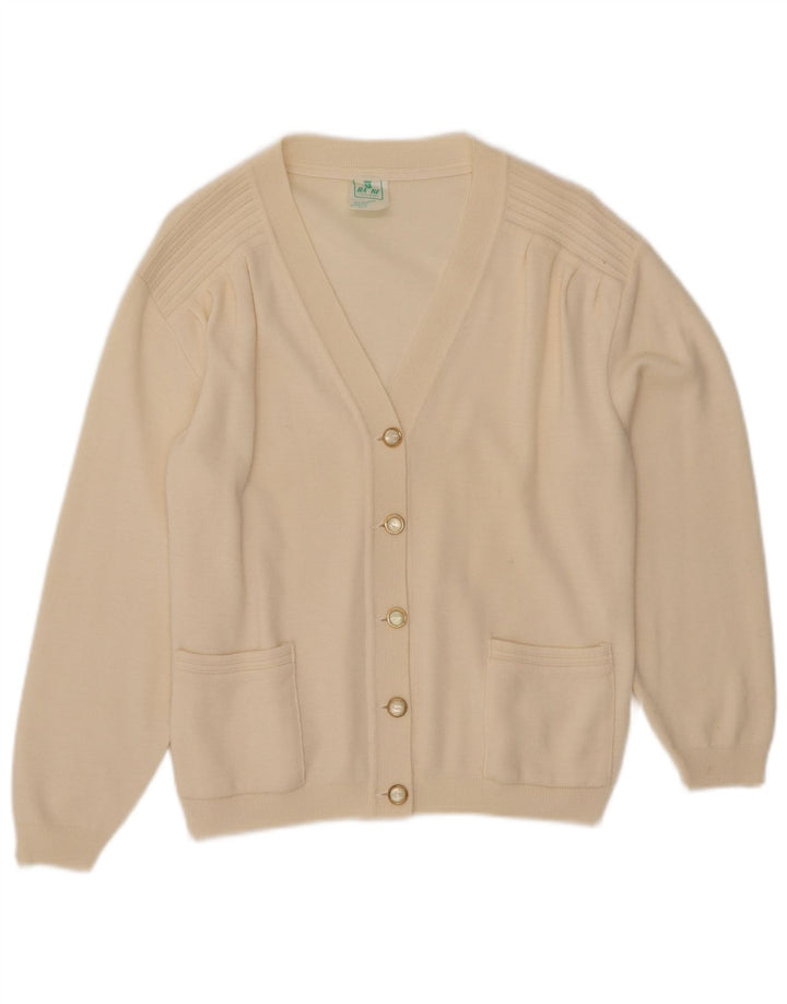 VINTAGE Dame Cardigan Sweater UK 12 Medium Beige
