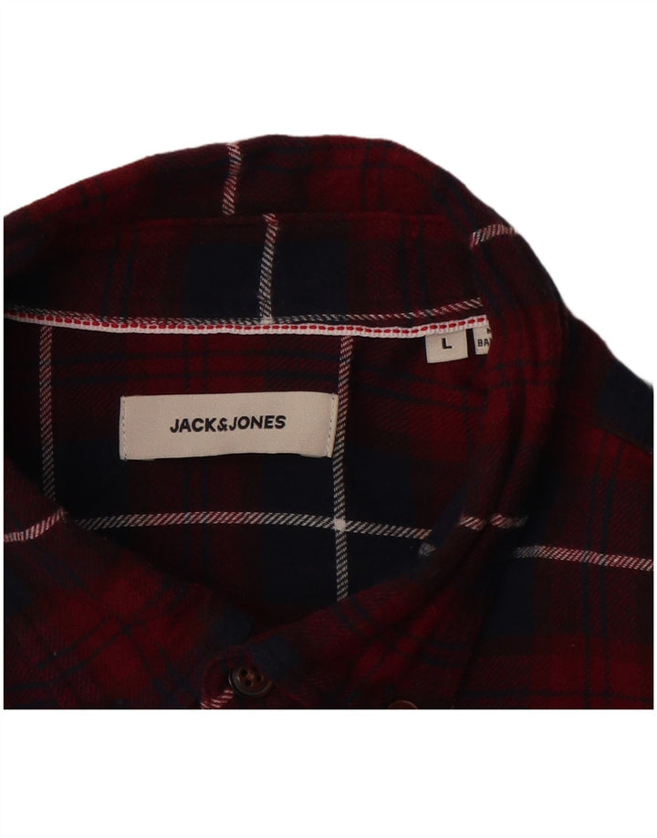 JACK & JONES Flanellskjorte til mænd Stor Bourgogne ternet bomuld