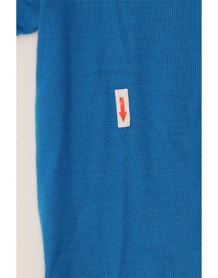 Vintage Herre grafisk langærmet Rugby Polo Shirt Medium Blue