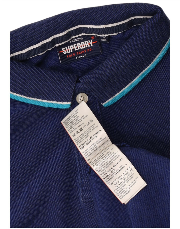 Superdry herre poloshirt XL blå bomuld