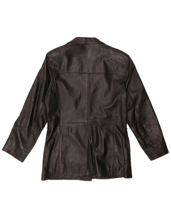 VINTAGE Dame Læderjakke UK 14 Medium Sort