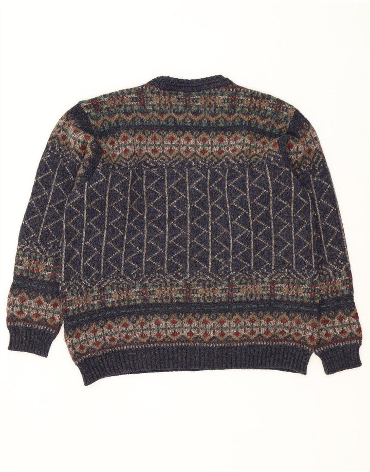 Marks & Spencer Herretrøjetrøje med rund hals mellem marineblå Fair Isle