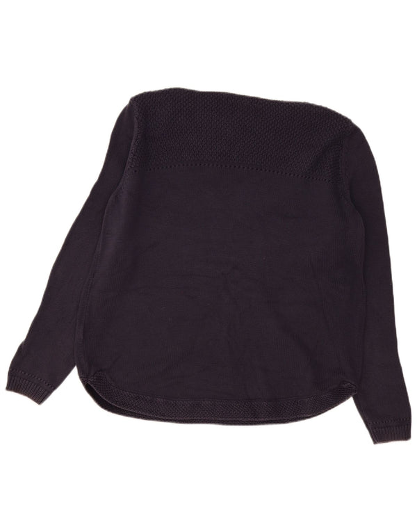 Marks & Spencer Dame Boat Neck Jumper Sweater UK 18 XL Navy Blue Bomuld