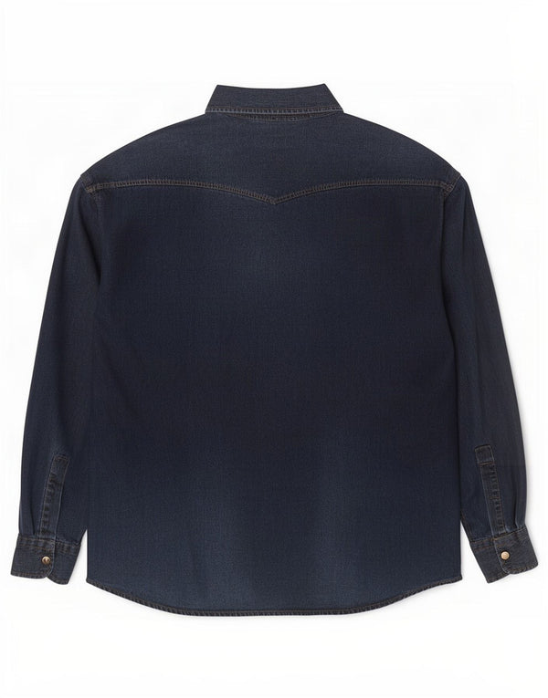 Vintage denimskjorte til mænd 3XL marineblå bomuld