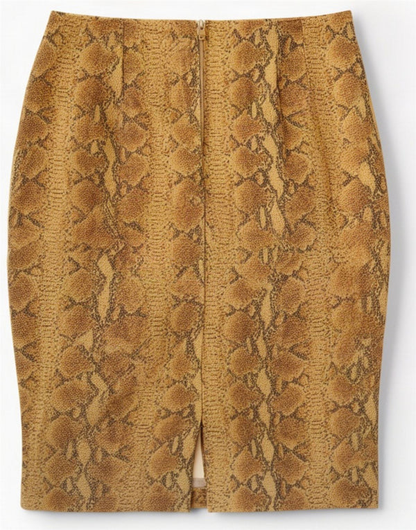 Vintage Womens Pencil Skirt Small W26 Brown Animal Print