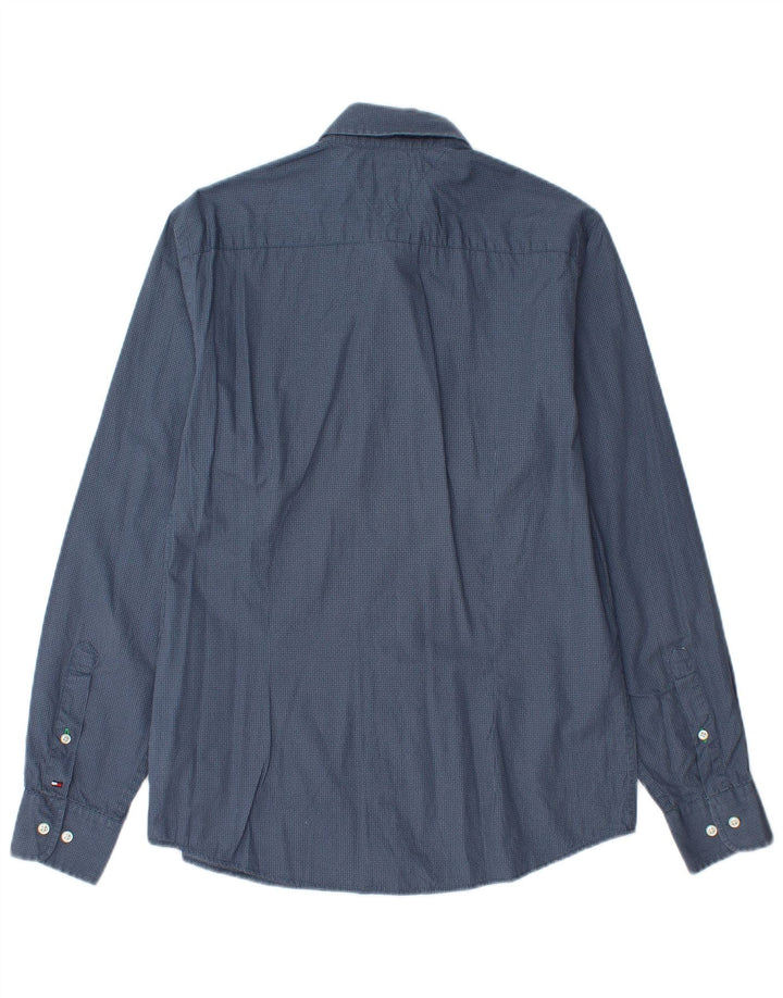 TOMMY HILFIGER Slim Fit skjorte til mænd mellemblå plettet bomuld