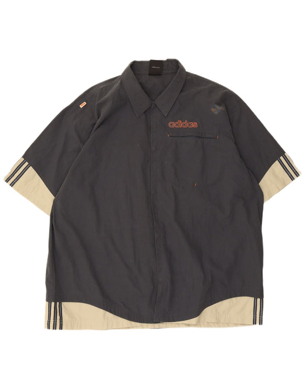 Adidas Kortærmet Herreskjorte 2XL Navy Blue Colourblock Polyester