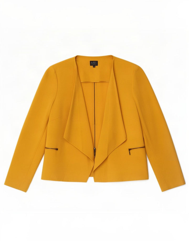 Marks & Spencer Womens Open Blazer Jacket UK 20 2XL Gul Polyester