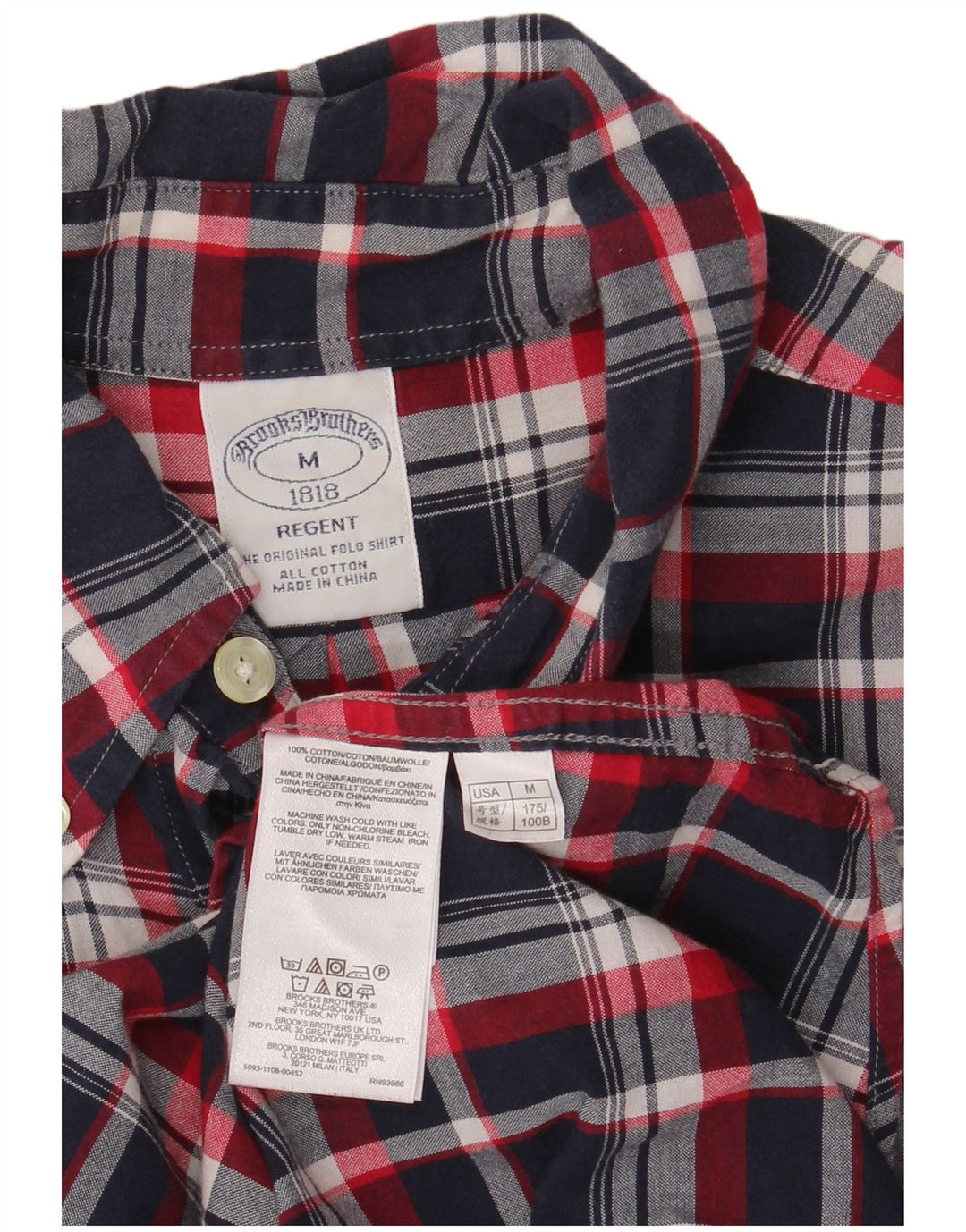 Brooks Brothers Herre Regent kortærmet skjorte medium marineblå ternet