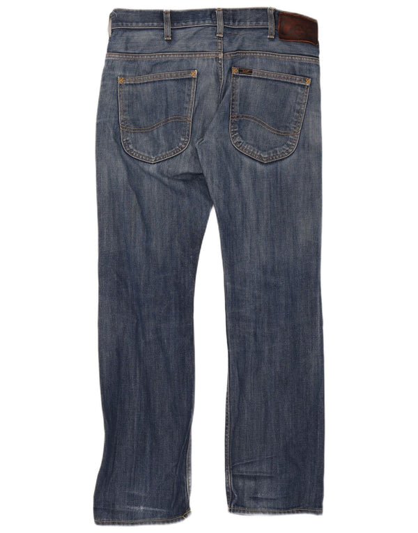 Lee Mens Zed Distressed Straight Jeans W32 L32 Blå Bomuld