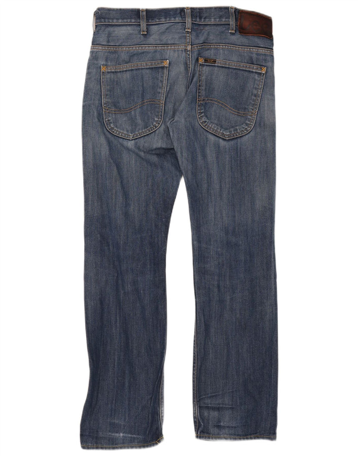 Lee Mens Zed Distressed Straight Jeans W32 L32 Blå Bomuld