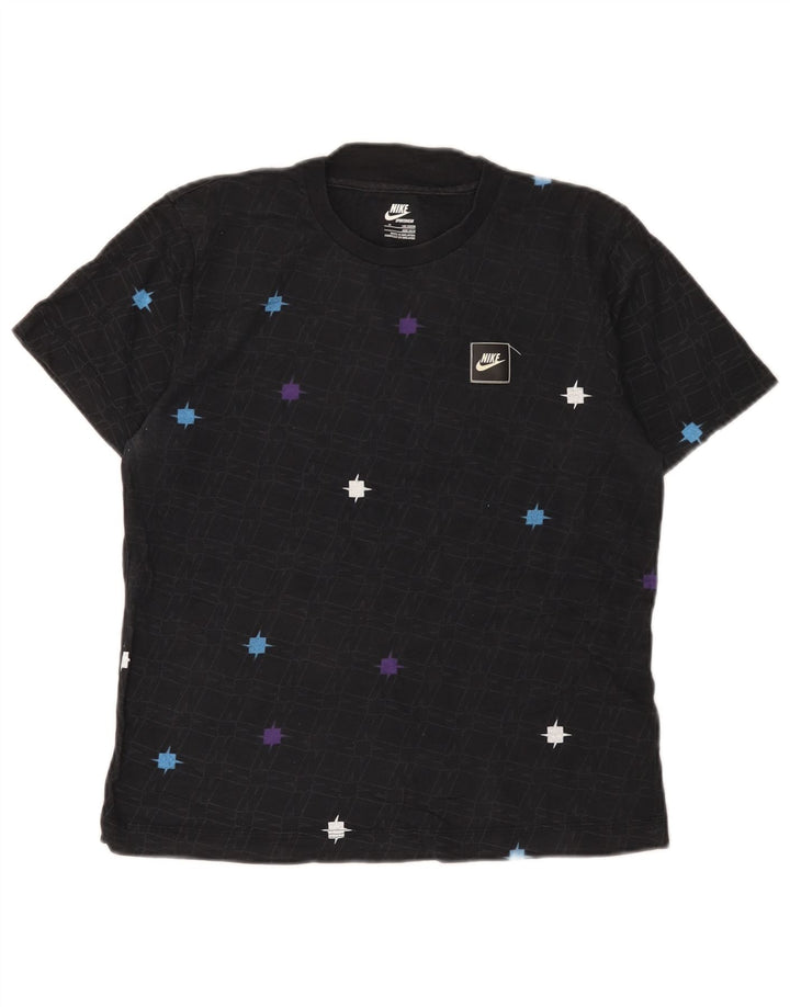 Nike Boys abstrakt mønster T-shirt Top 10-11 år Medium Sort bomuld