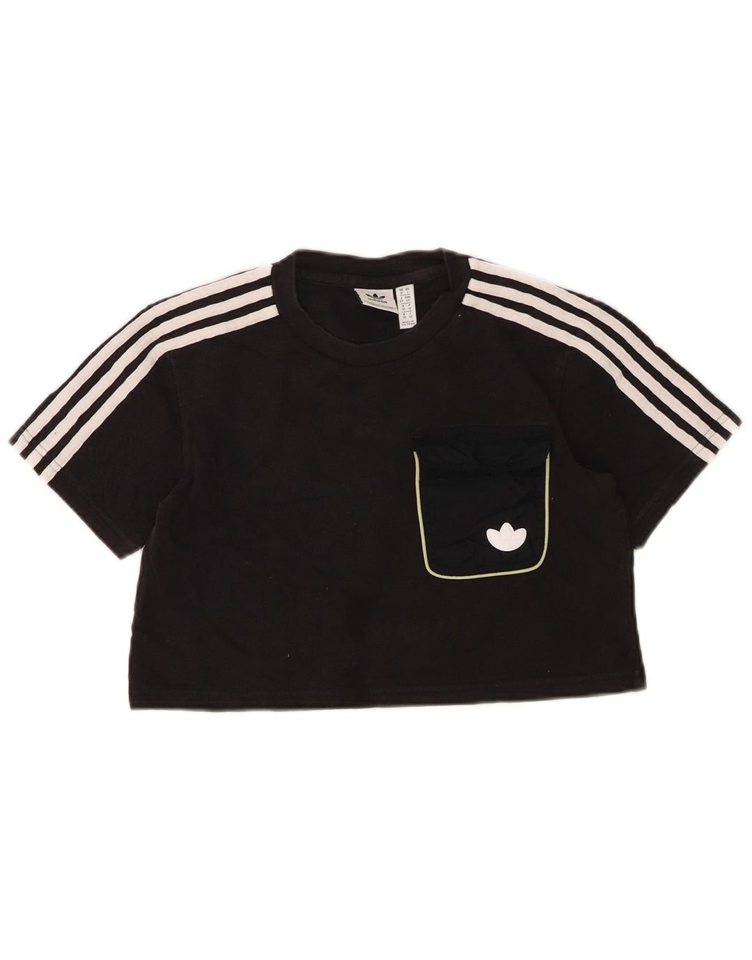 ADIDAS Womens Crop T-Shirt Top UK 10 Small Black