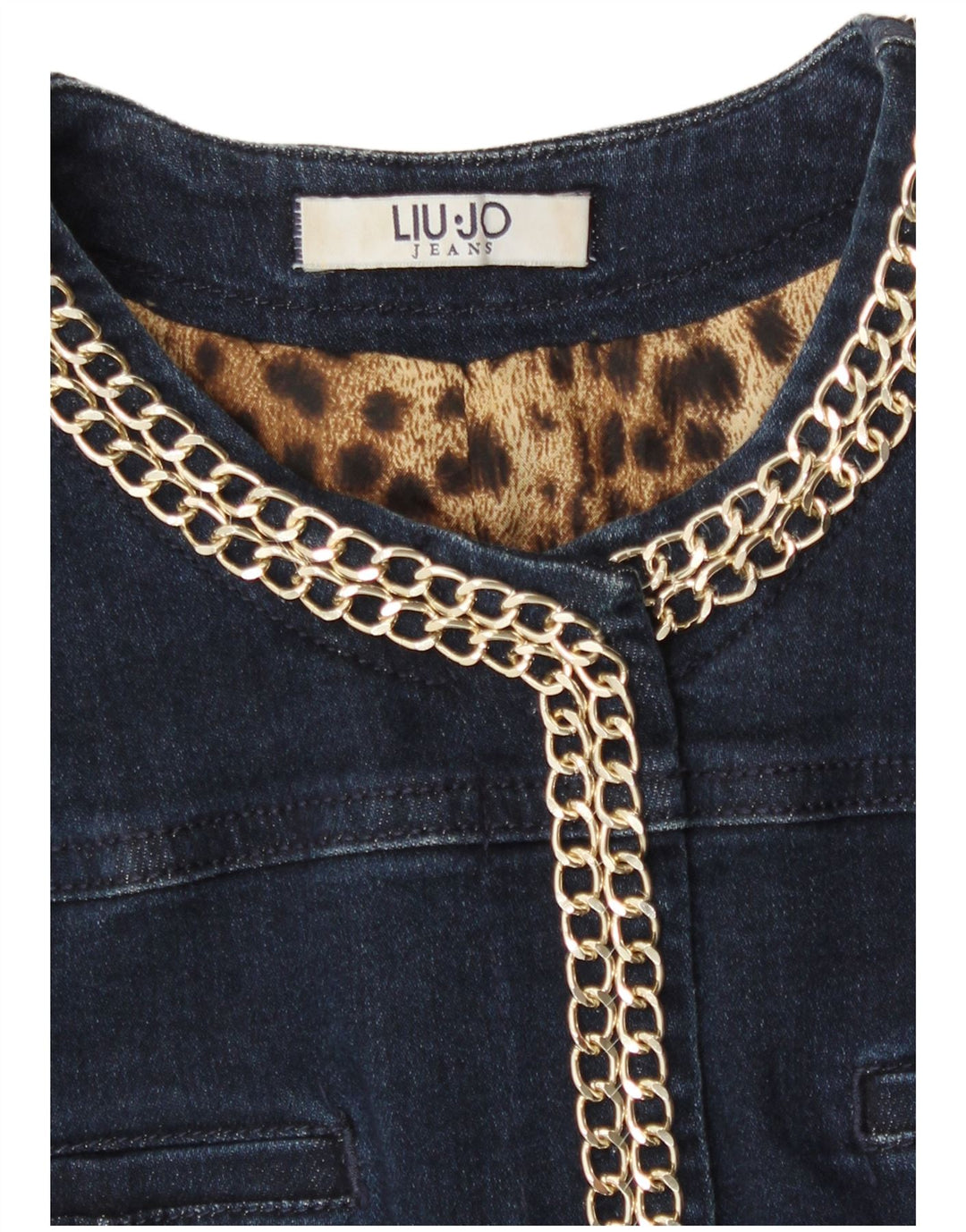 Liu Jo Dame 3/4-ærmet denimjakke UK 10 Small Navy Blue