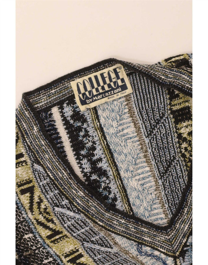 Marcazzani Herre V-hals Jumper Sweater Stor Flerfarvet Stribet