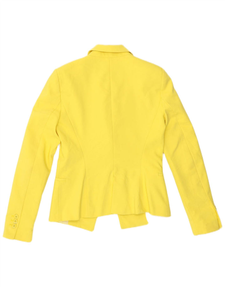 Zara Dame 1 Knap Blazer Jacket UK 10 Lille Gul Bomuld