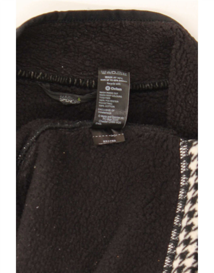 Marks & Spencer Sherpa Fleecejakke til kvinder UK 12 Medium Black Houndstooth