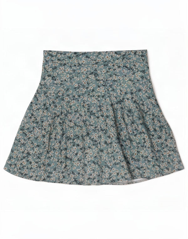 Zara Womens High Waist Shorts Small W26 Blue Floral Viscose
