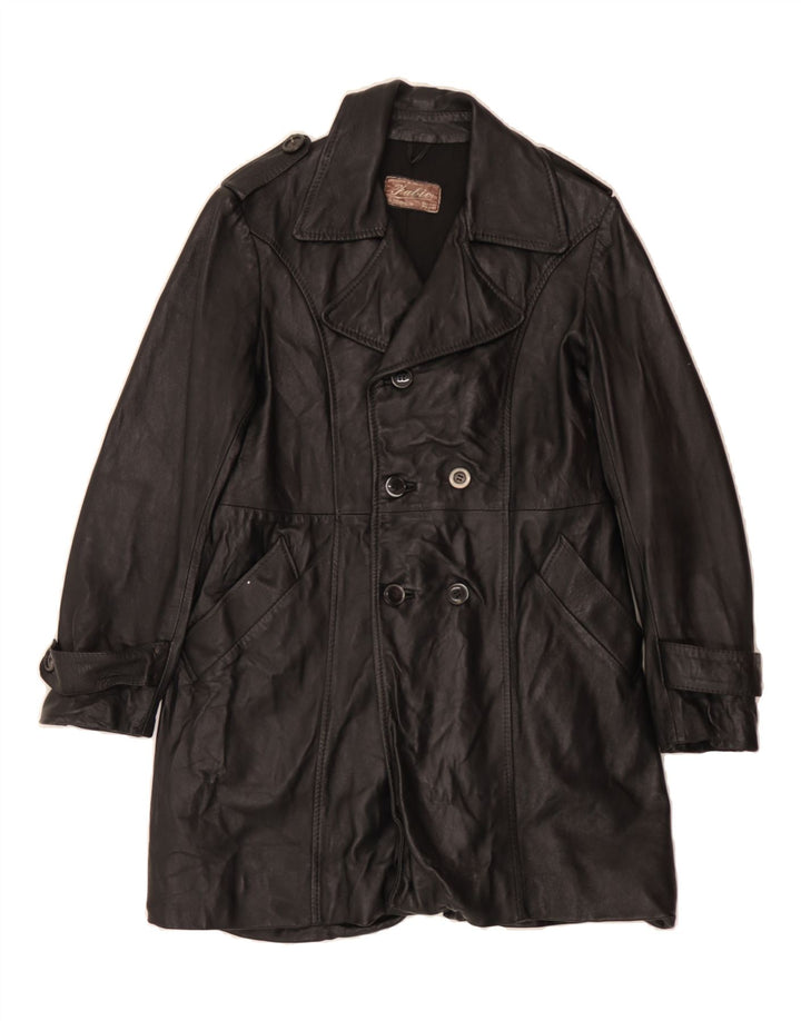 FABIO D Mens Leather Coat UK 36 Small Black Leather Vintage Fabio D and Second-Hand Fabio D from Messina Hembry 