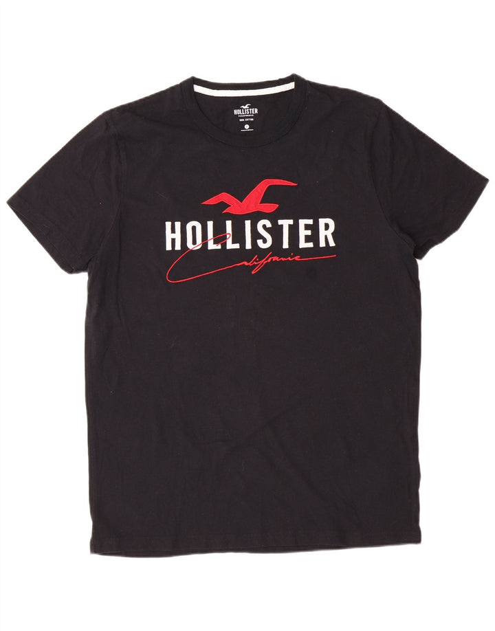HOLLISTER Mens Graphic T-Shirt Top Medium Black Cotton
