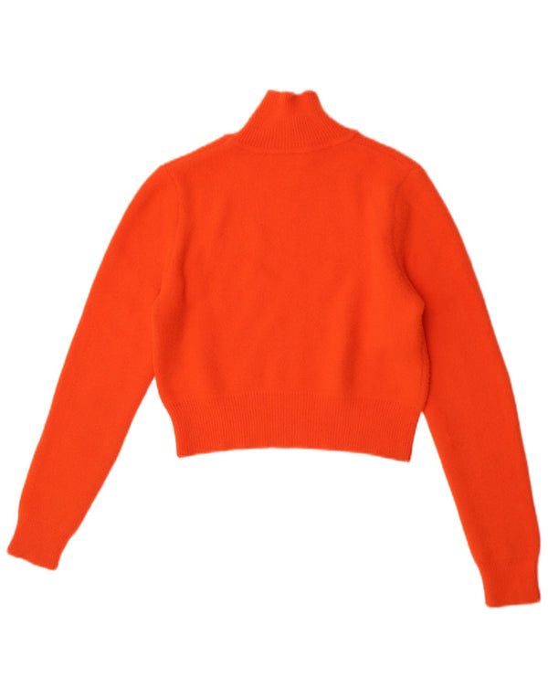 Zara Womens Crop Turtle Neck Jumper Sweater UK 10 Small Orange