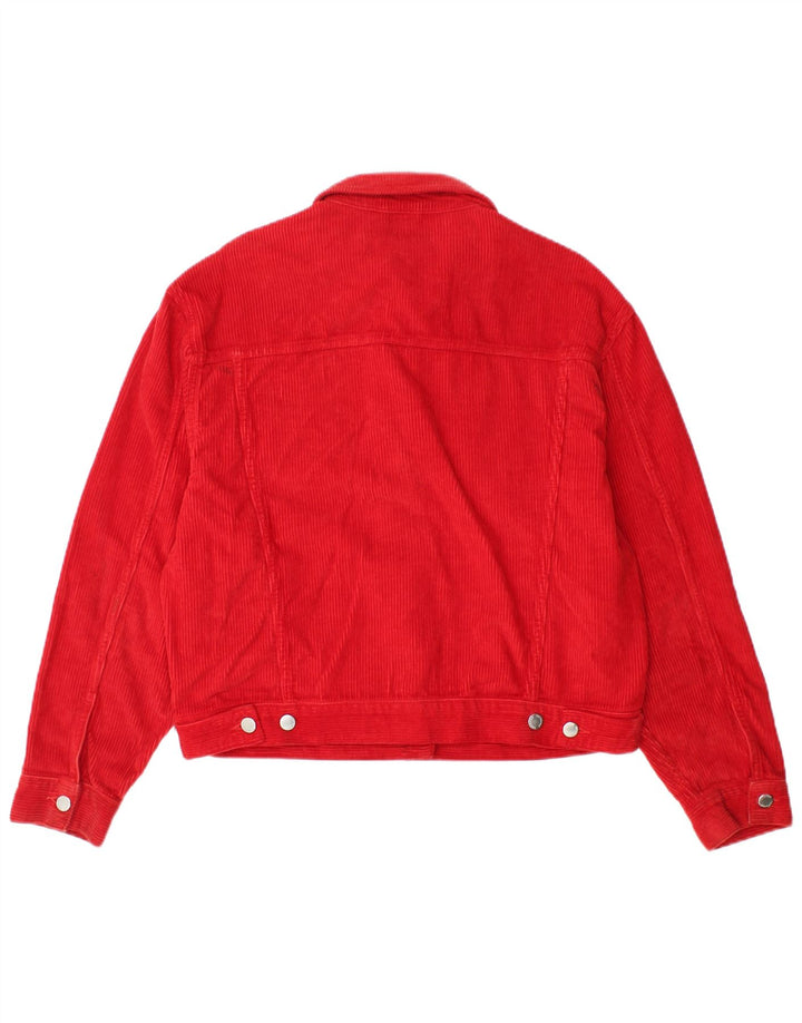 Topshop Dame Oversized Corduroy Jacket UK 10 Lille Rød Bomuld