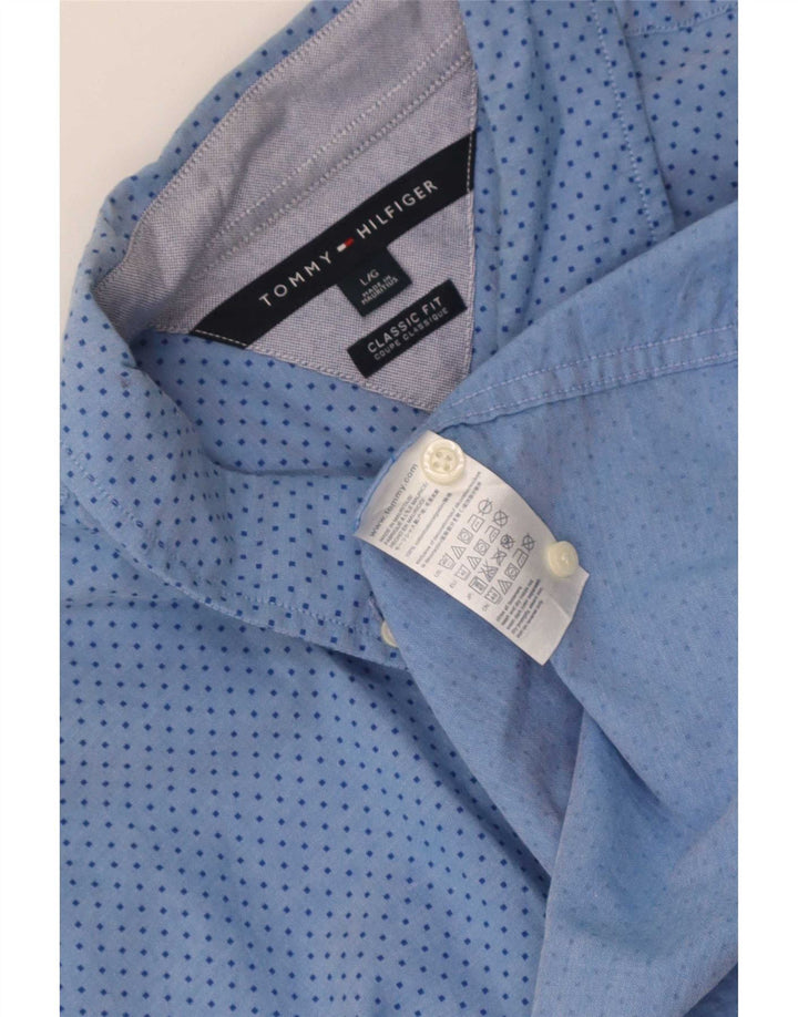 Tommy Hilfiger Herre Classic Fit skjorte Stor blå plettet bomuld