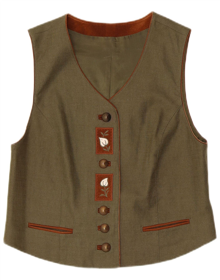 C&A Damevest UK 14 Medium Khaki Floral Linen