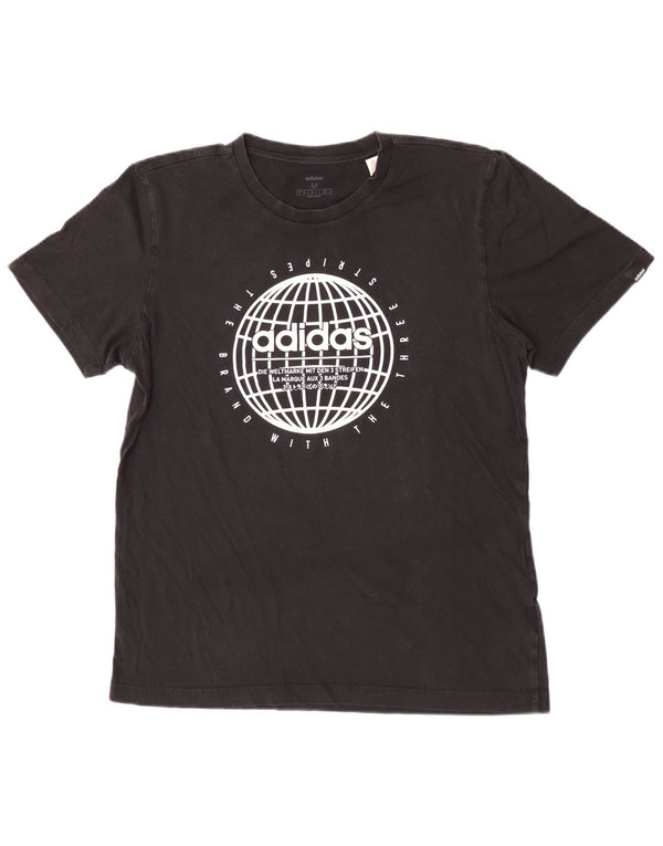 Adidas Tre Stripes Grafisk T-Shirt Top Medium Sort Bomuld