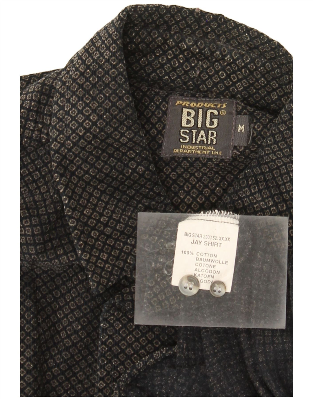 Big Star Herreskjorte Medium Sort Geometrisk Bomuld