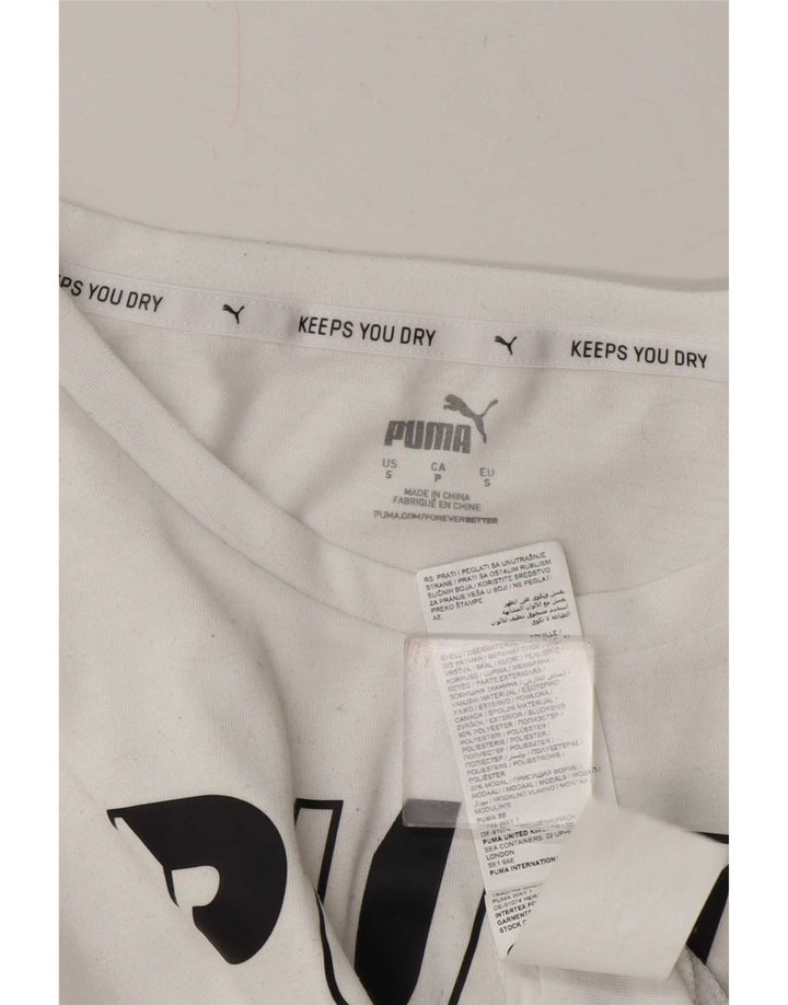 Puma Grafisk T-Shirt Top UK 10 Small White Polyester
