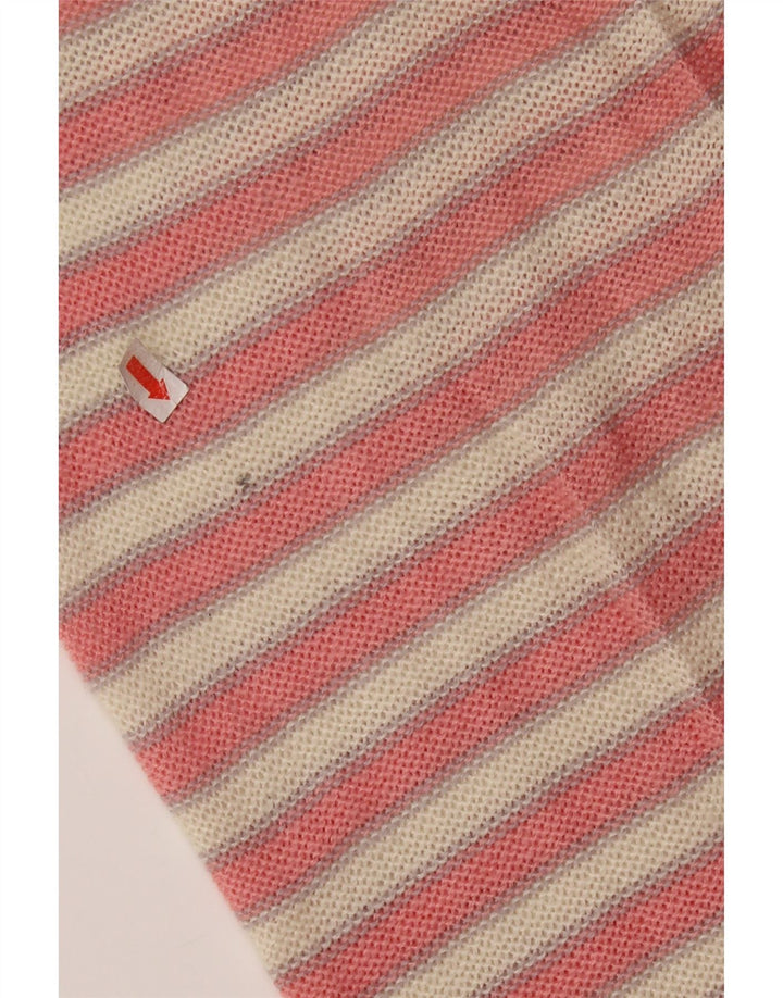 VINTAGE Dame Boat Neck Jumper Sweater UK 14 Medium Pink Colourblock