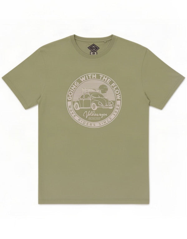 Fat Face Herre Grafisk T-Shirt Top Lille Grøn Bomuld