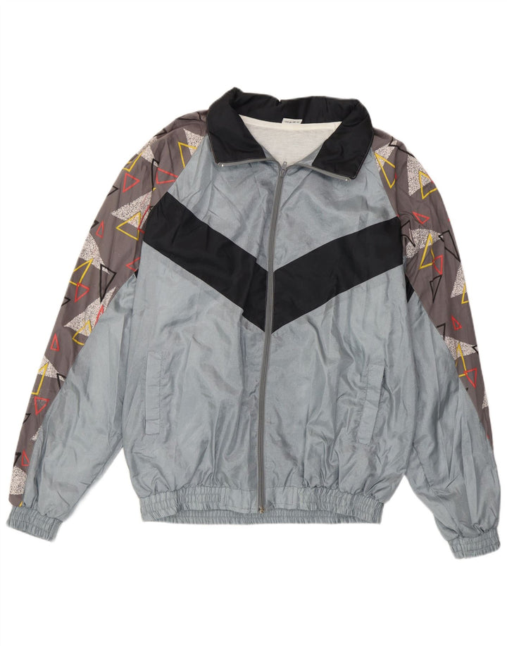 Vintage træningsdragt til mænd Topjakke XL Grå Geometrisk Polyamid