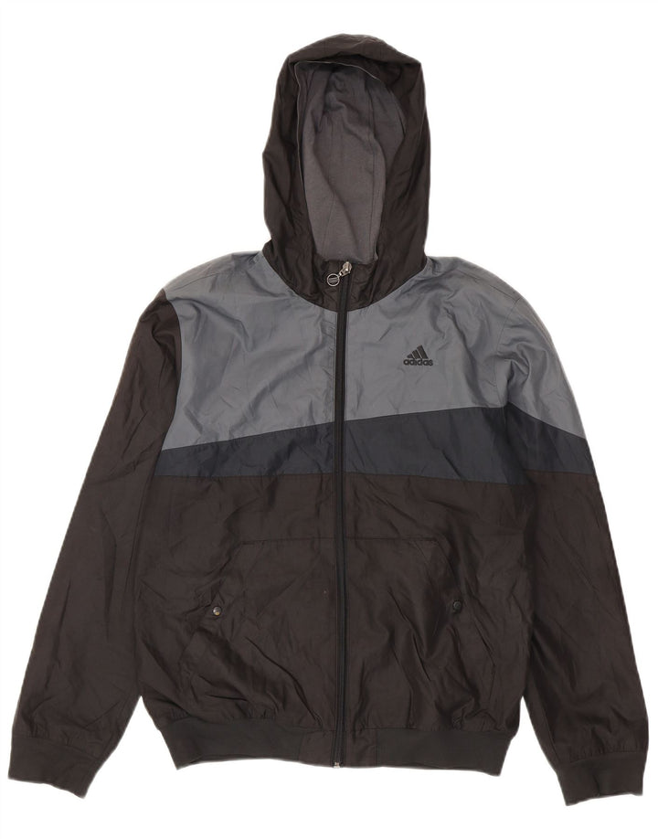 Adidas Drenge Hættejakke Windbreaker 13-14 år Sort Colourblock