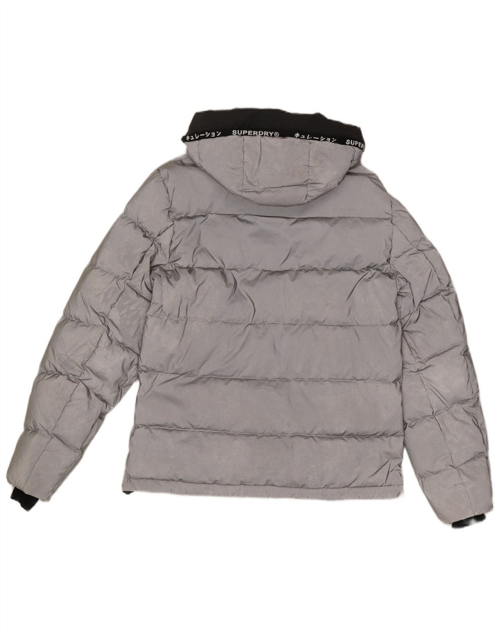 Superdry Herre grafisk polstret hættejakke UK 38 Medium Silver Colourblock