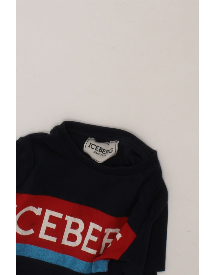 ICEBERG Boys Graphic T-Shirt Top 3-4 Years Navy Blue Cotton Vintage Iceberg and Second-Hand Iceberg from Messina Hembry 