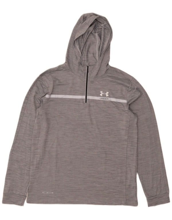 Under Armour Mens Compression Hooded Pullover Tracksuit Top 2XL Grey Sports