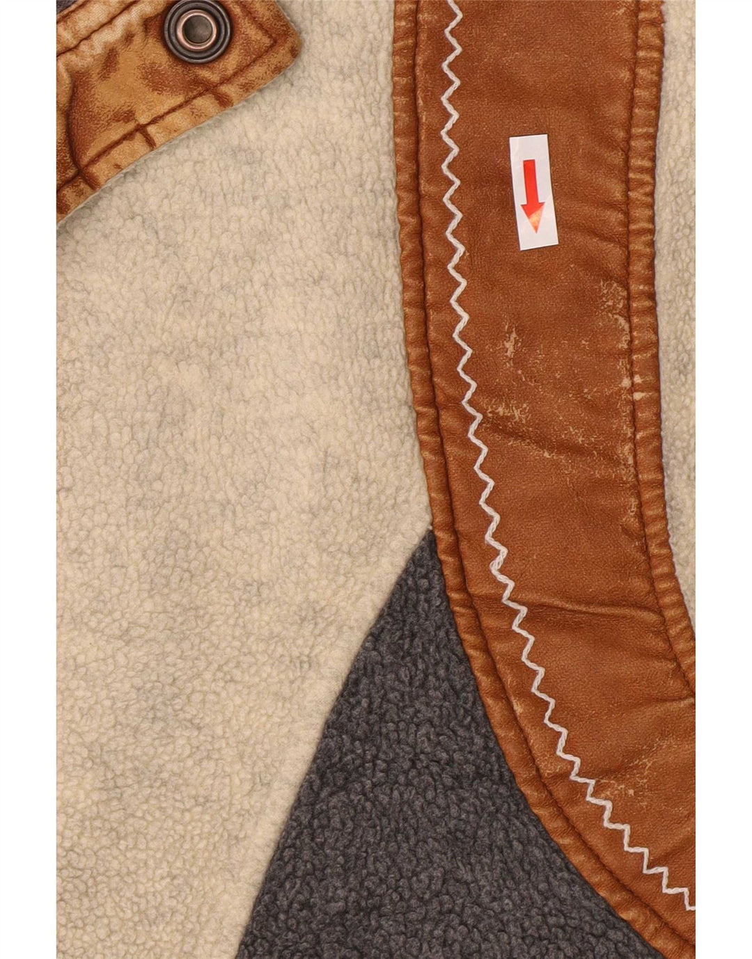 Silvy Herre Button Neck Fleece Jumper Medium Beige Colourblock Polyester