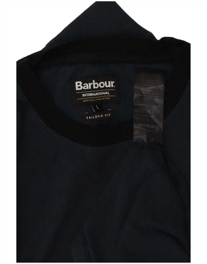 BARBOUR Herre Skræddersyet Fit Top Langærmet Stor Marineblå Colourblock