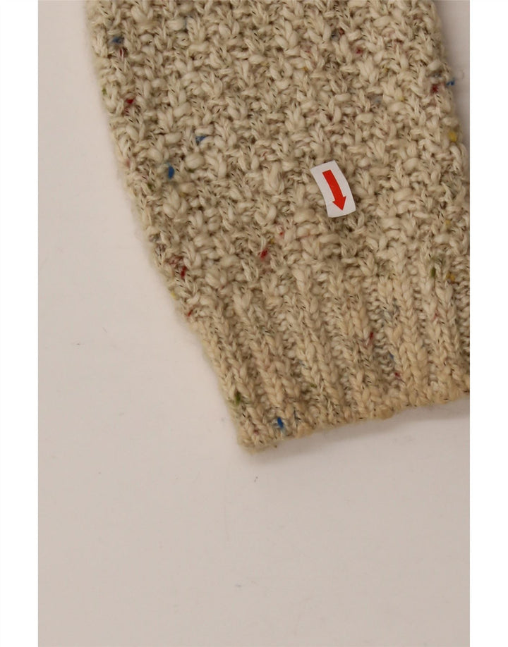 PER UNA Dame hætte cardigan sweater UK 12 Medium Beige Flecked Bomuld