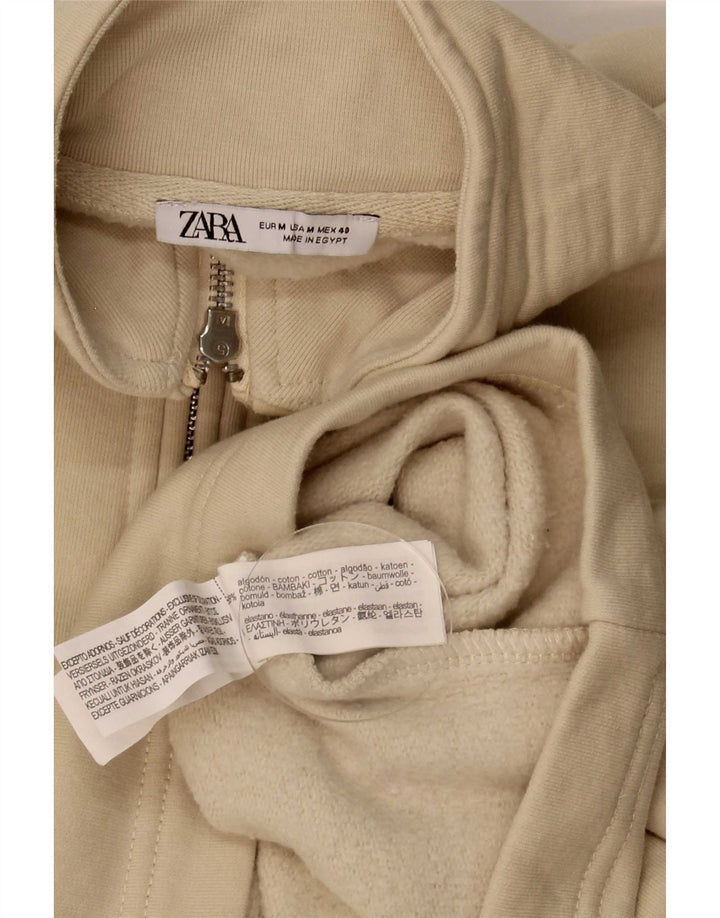 Zara Herre grafisk lynlås-sweatshirt Jumper Medium Beige Bomuld