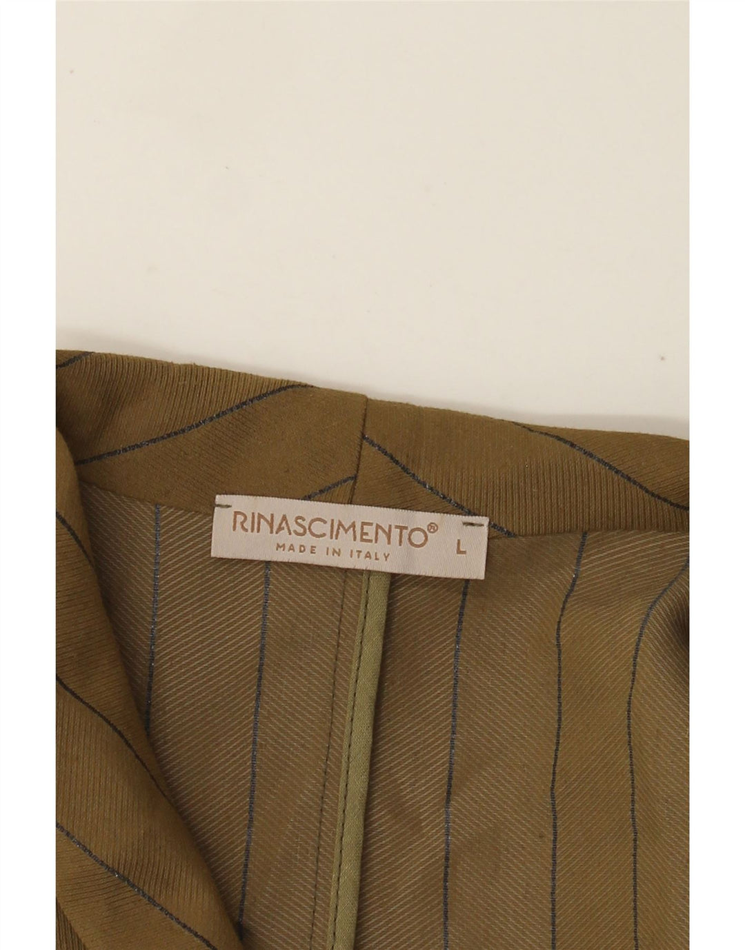 Rinascimento Dame Ærmeløs Blazer Jacket UK 14 Stor Khaki Stribet