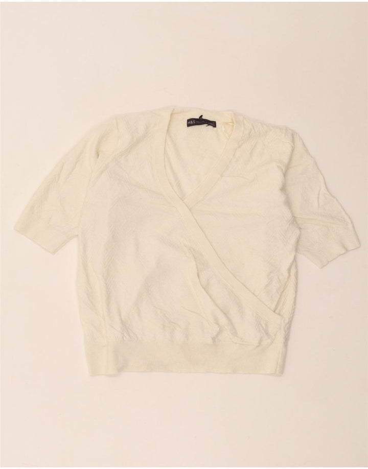 Marks & Spencer Dame V-hals sweater UK 12 Medium Off White